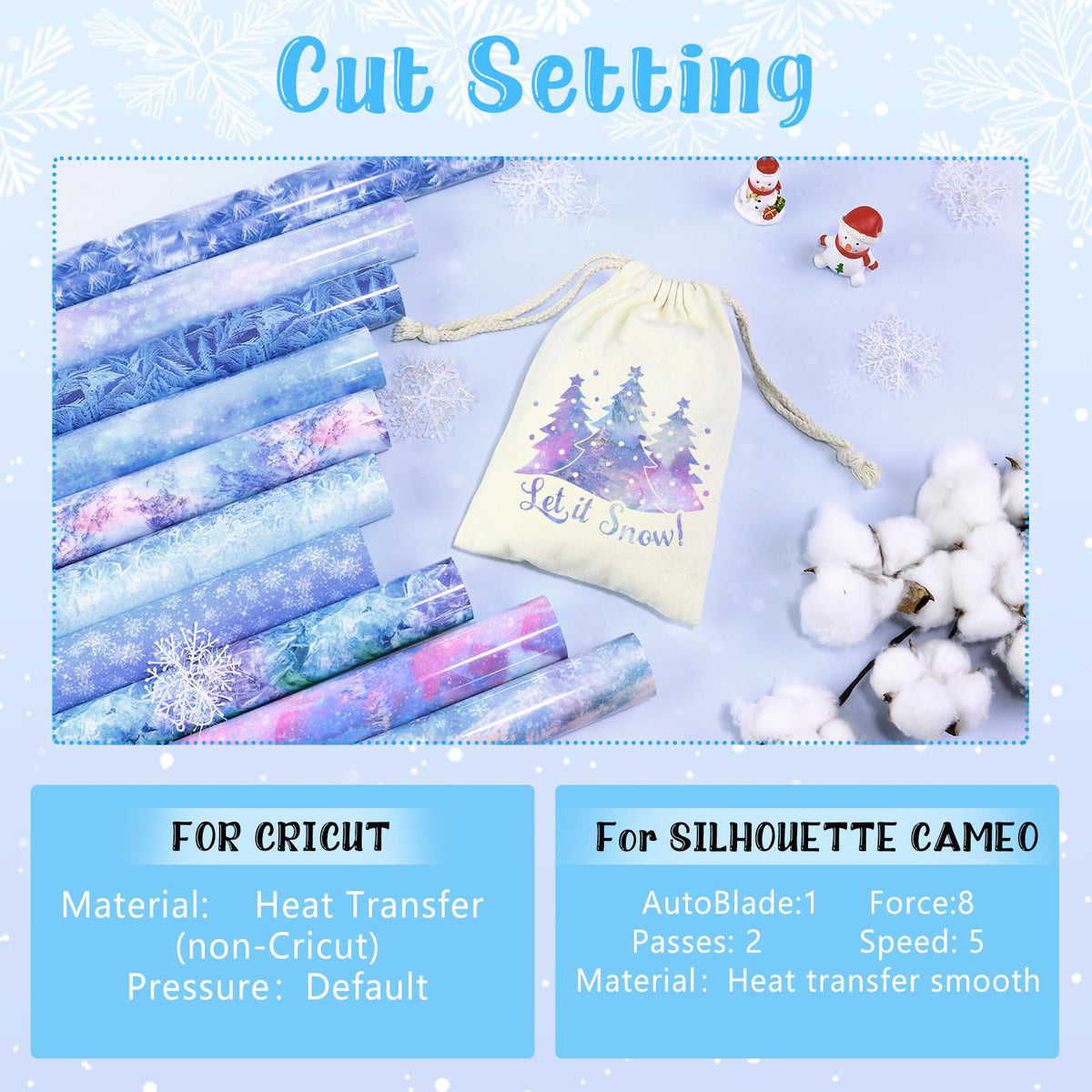 Tintnut Winter Snowscape Heat Transfer Vinyl,10 Pcs 12×10in Iron on Vinyl