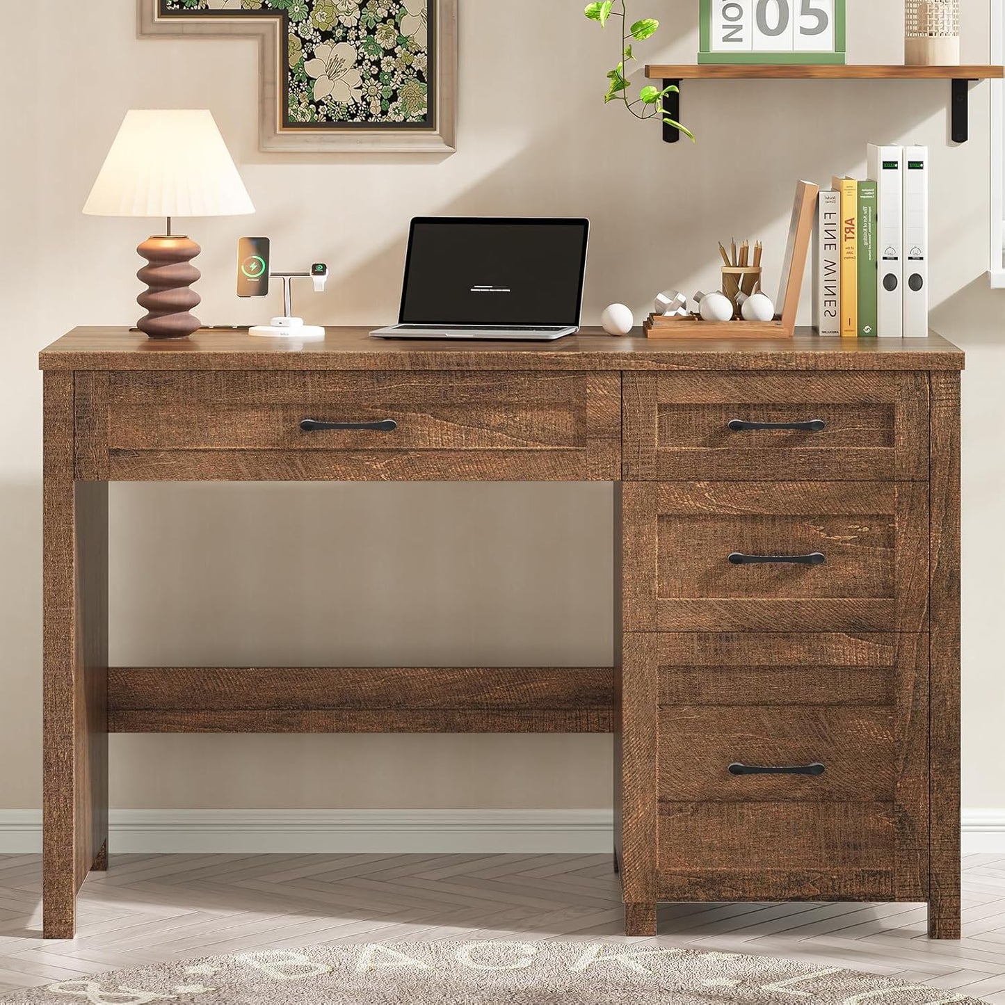 47" Desk with 4 Drawers