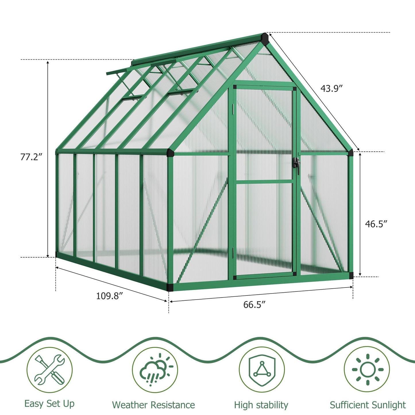 6 x 9 FT Walk-in Outdoor Greenhouse with Polycarbonate Panels