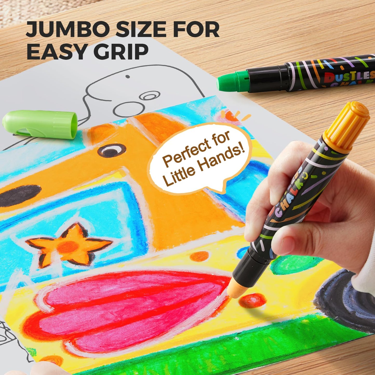 Dustless Chalk for Kids with Twist-Up Holders, 12 Washable Colors bulk