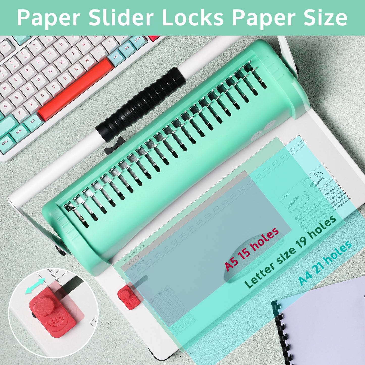 Binding Machine, 21-Hole 450 Sheets Paper Comb