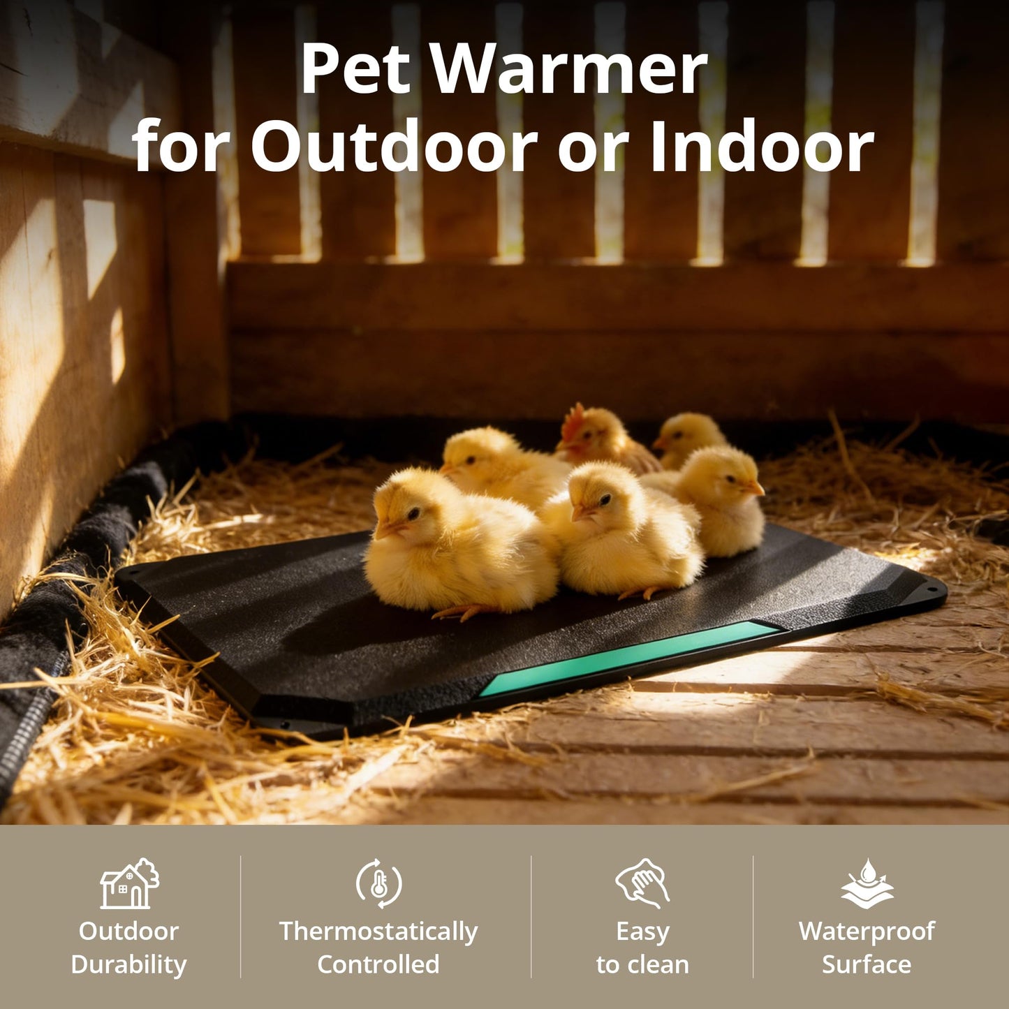 Outdoor Heated Pad for Small Animals, 16.5" x 11.8", 35 Watts