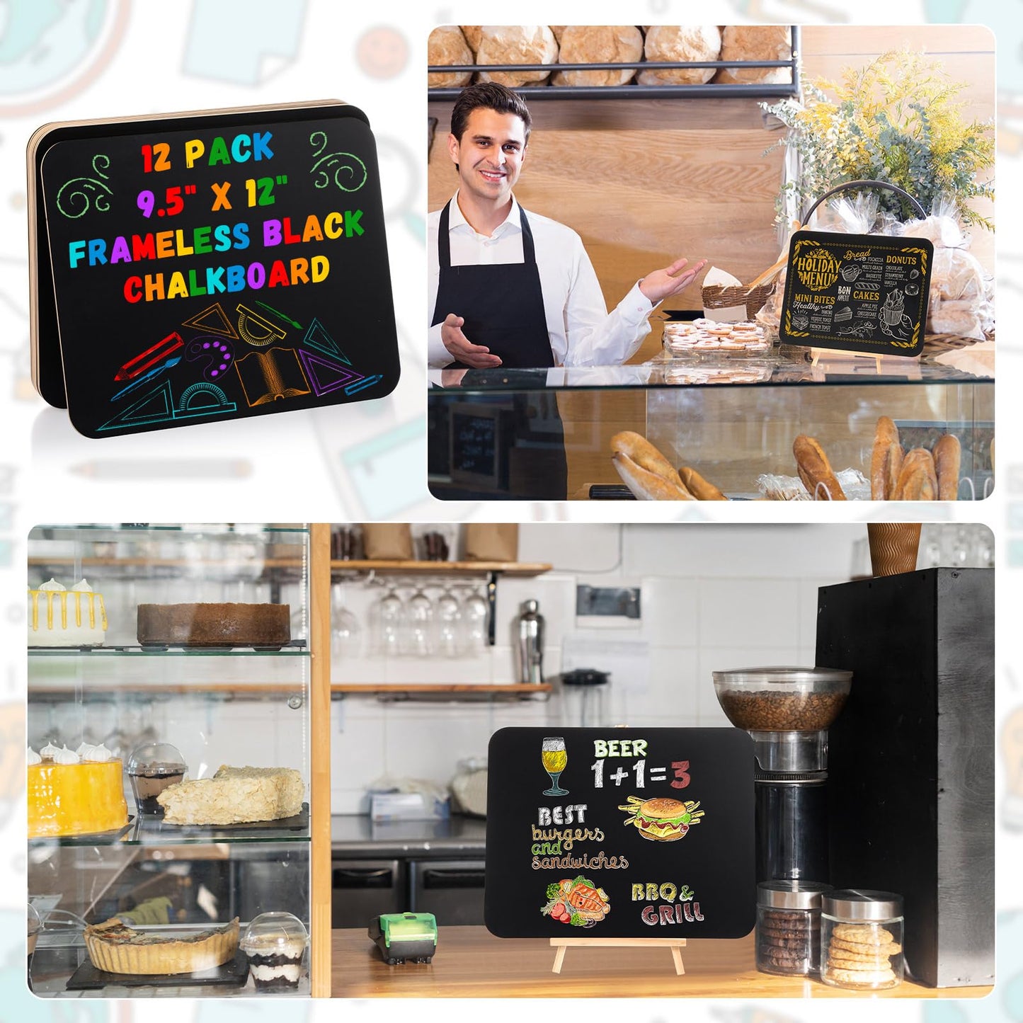 Humyoun 6 Pcs Chalk Board, Double-Sided Chalkboard, 9.5" X 12"