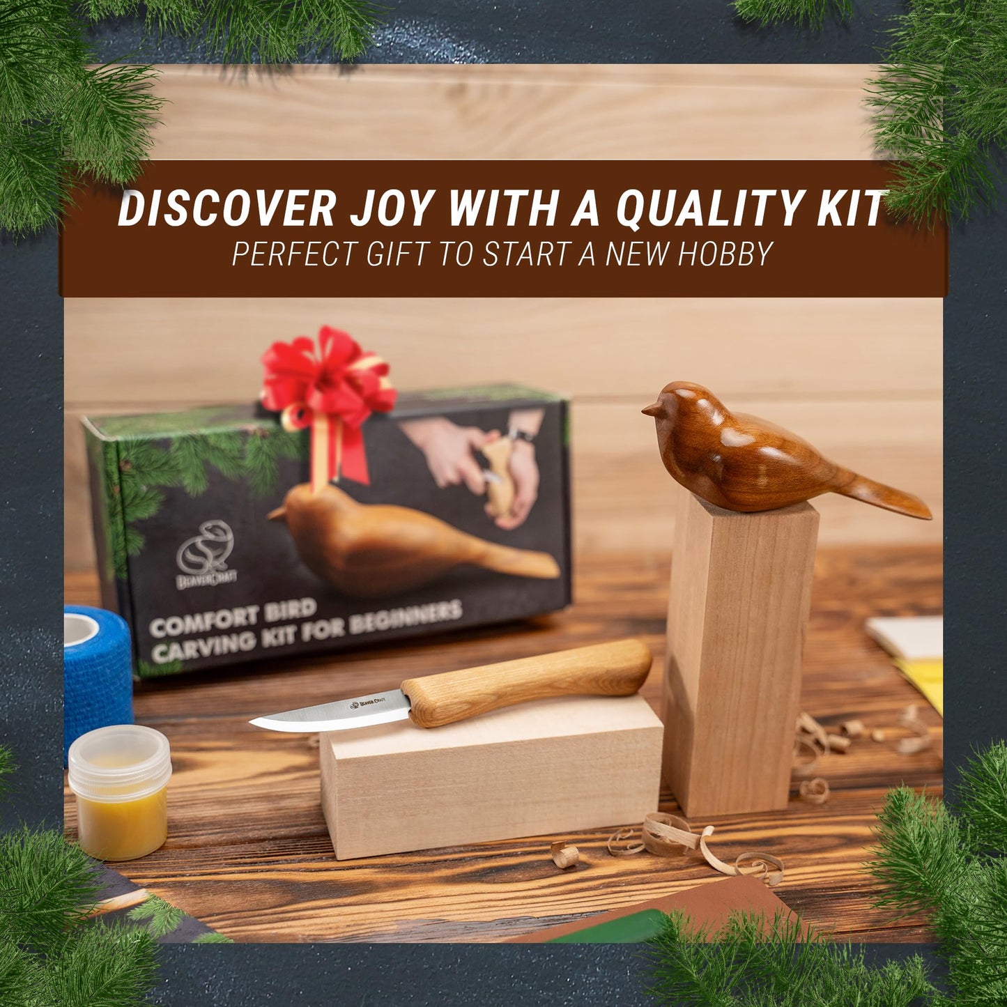 Wood Carving Kit Comfort Bird- DIY Kits- Whittling Knife Kit for Beginners
