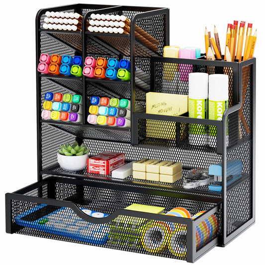 Mesh Pen Holder for Desk, Multi-Functional Pencil Organizer