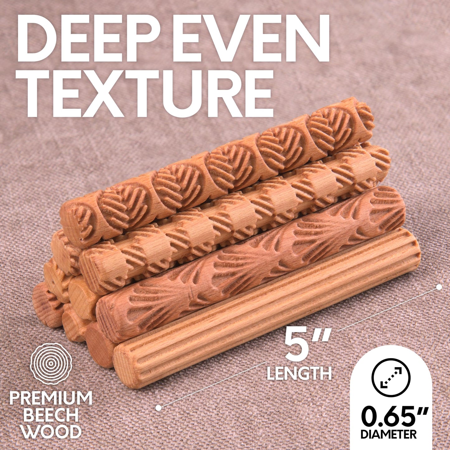 Clay Texture Rollers- 10-Pack