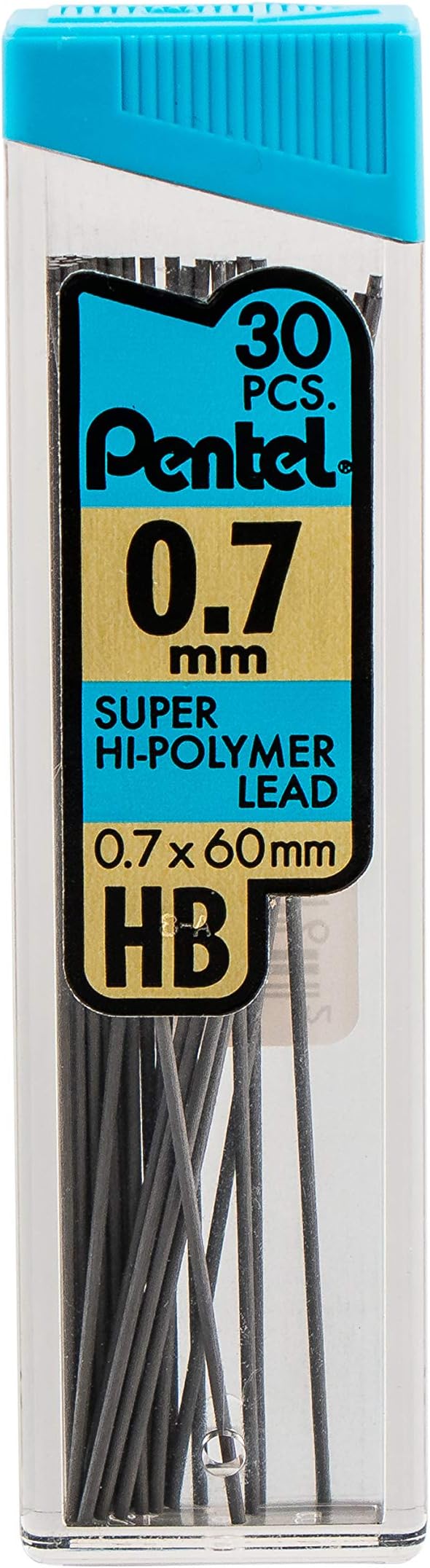 Pentel C27BPHB3K6 Super Hi-Polymer Lead Refills, 0.7mm, HB, Black, 30/Tube, 3 Tubes/Pack