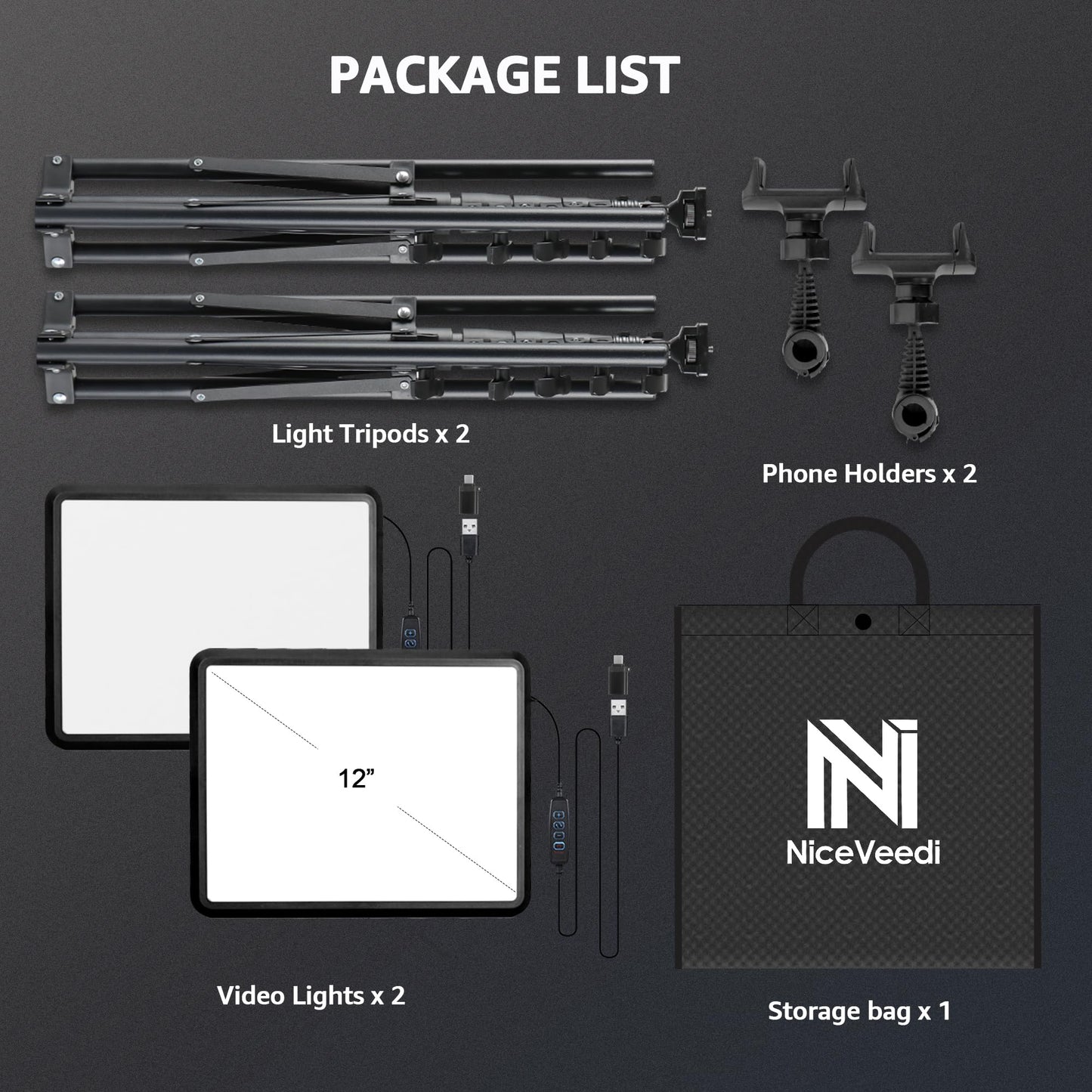 2-Pack LED Video Light Kit