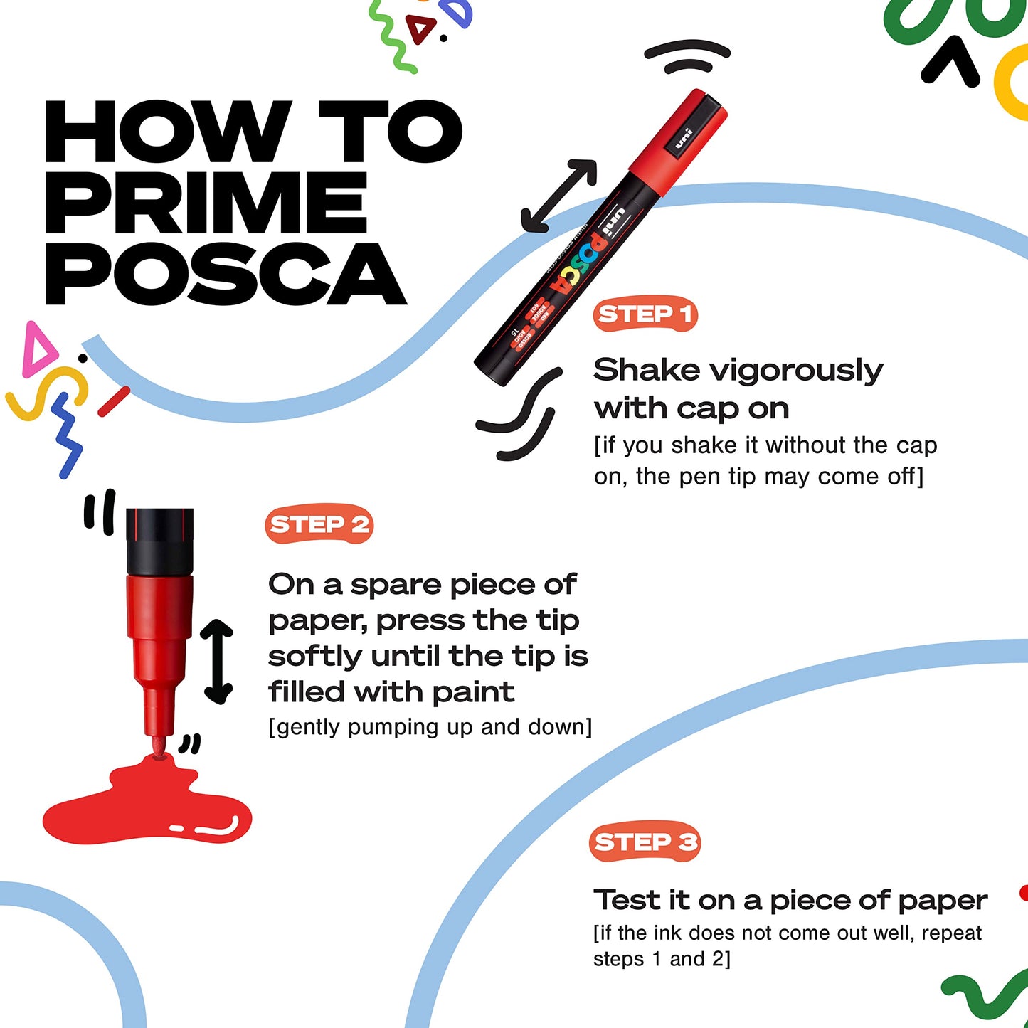 posca Markers Set, 8 Medium Paint Markers 5M – Cool Tone – Grey, Emerald Green, Sky Blue, Aqua Green, Light Blue, Blue, Blue