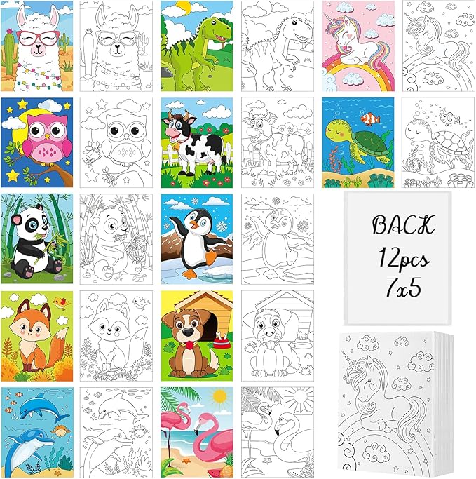 Pre Drawn Canvas for Painting- 12 Pcs- 5x7