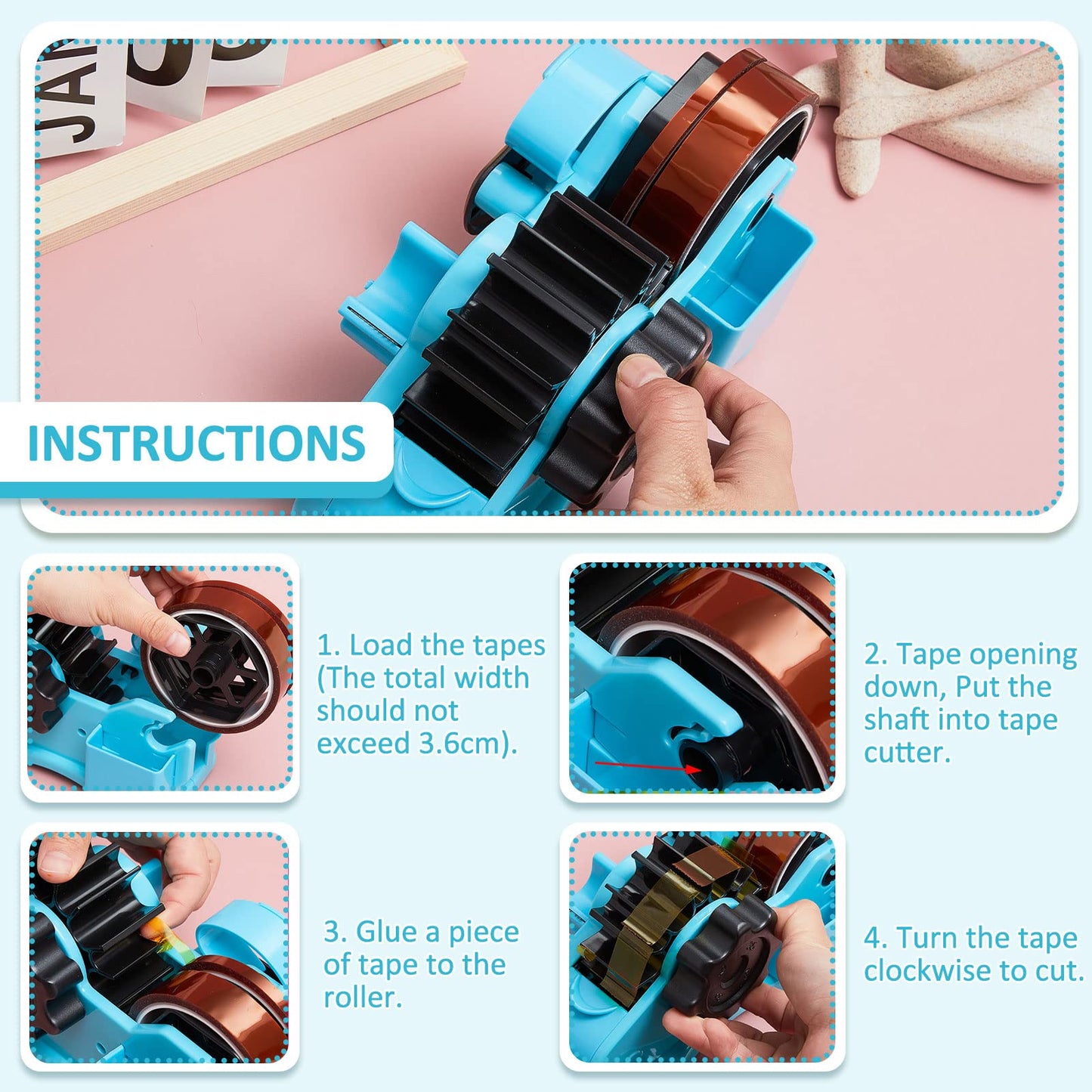Multiple Roll Cut Heat Tape Cut Dispenser Resistant Sublimation Desk Dispenser