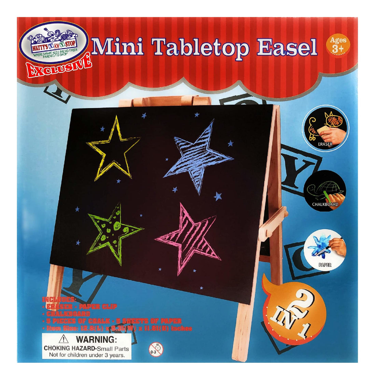 2-in-1 Mini Wooden Tabletop Easel with Blackboard, Paper Clip & Accessories