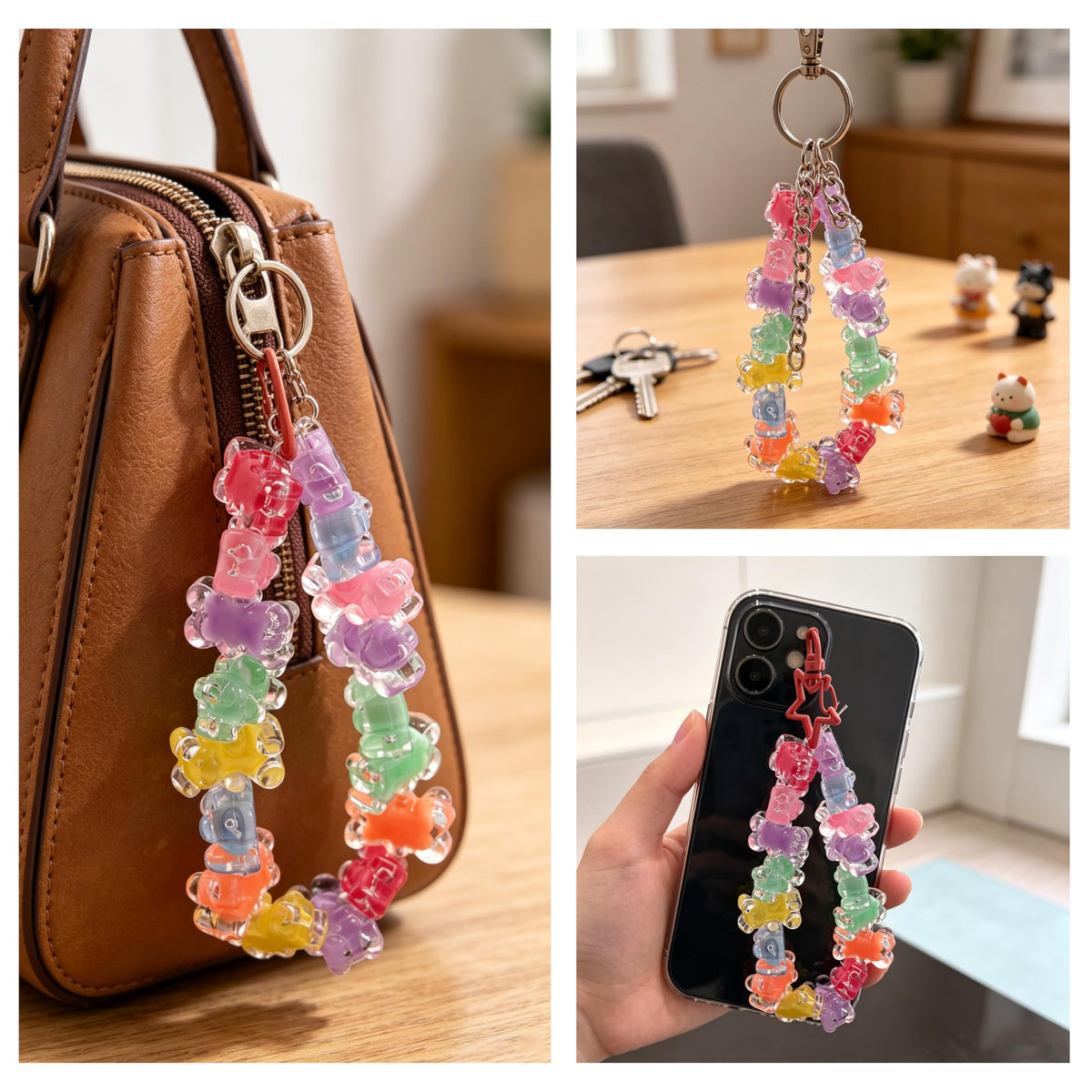 200Pcs Candy Cute Kandi Beads for Jewelry Making Bracelet Key Chains (Bear)
