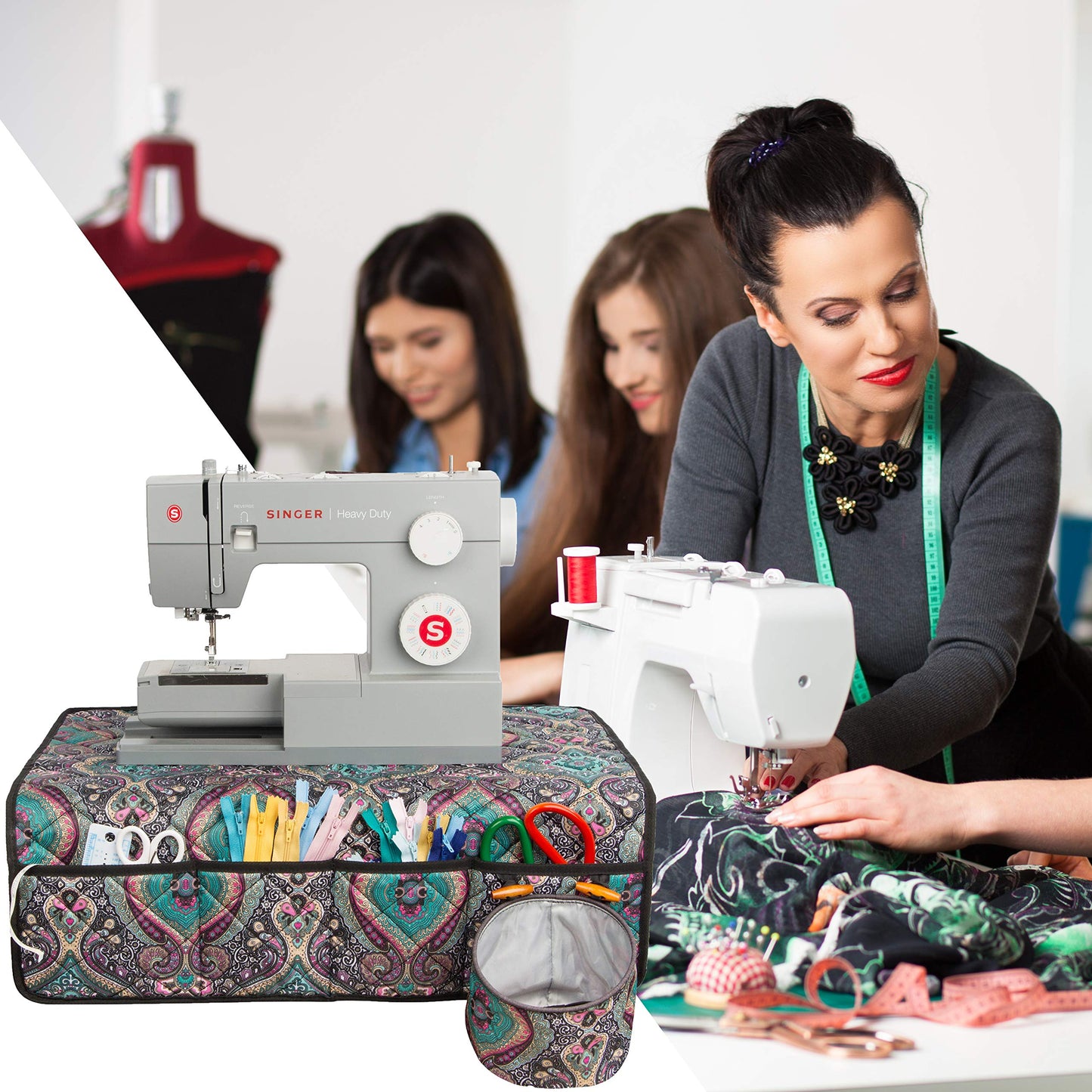 Sewing Machine Pad for Table with Pockets