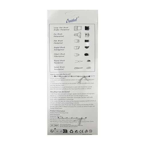 Bougimal 32 Pcs Paint Brush Set, Artist Paint Brushes for Acrylic Painting, Oil, Watercolor, Gouache, with Flat Round Filbert Fan Angle Detail Brush, Suitable for Artists and Beginners