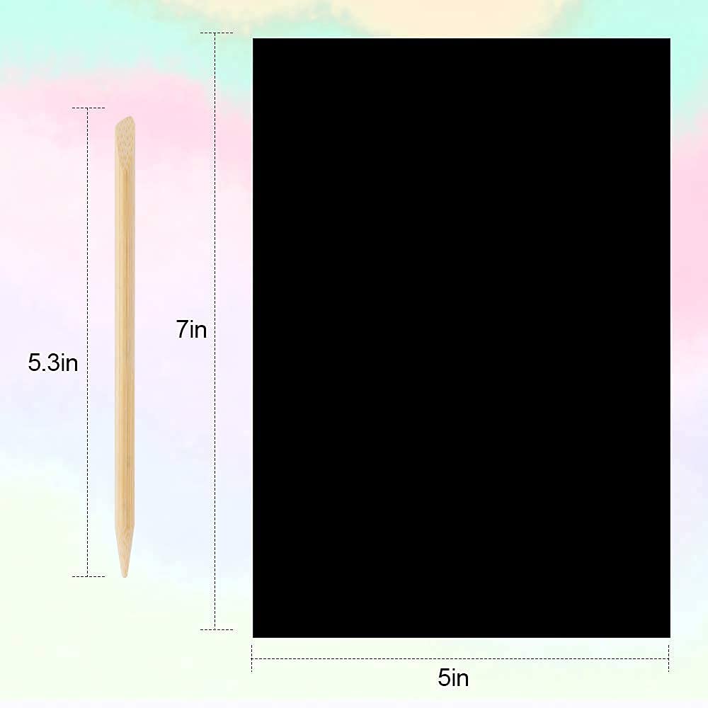 Mocoosy 60 PCS Rainbow Scratch Art Paper