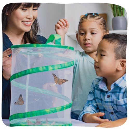 Butterfly Garden with 10 Live Baby Caterpillars - Habitat, Feeder, Chrys-A-Lid Holders, STEM
