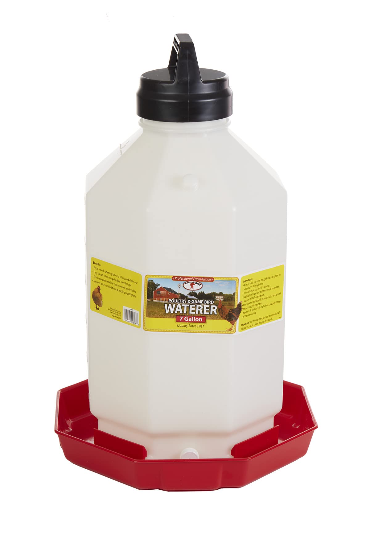 Little Giant® Plastic Poultry Waterer | Heavy Duty Plastic Gravity Fed Water Container | 7 Gallons