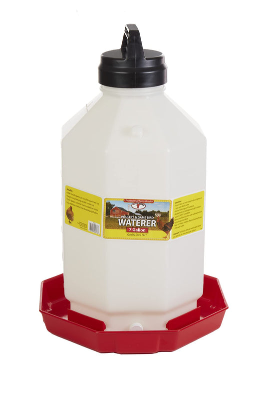 Little Giant® Plastic Poultry Waterer | Heavy Duty Plastic Gravity Fed Water Container | 7 Gallons