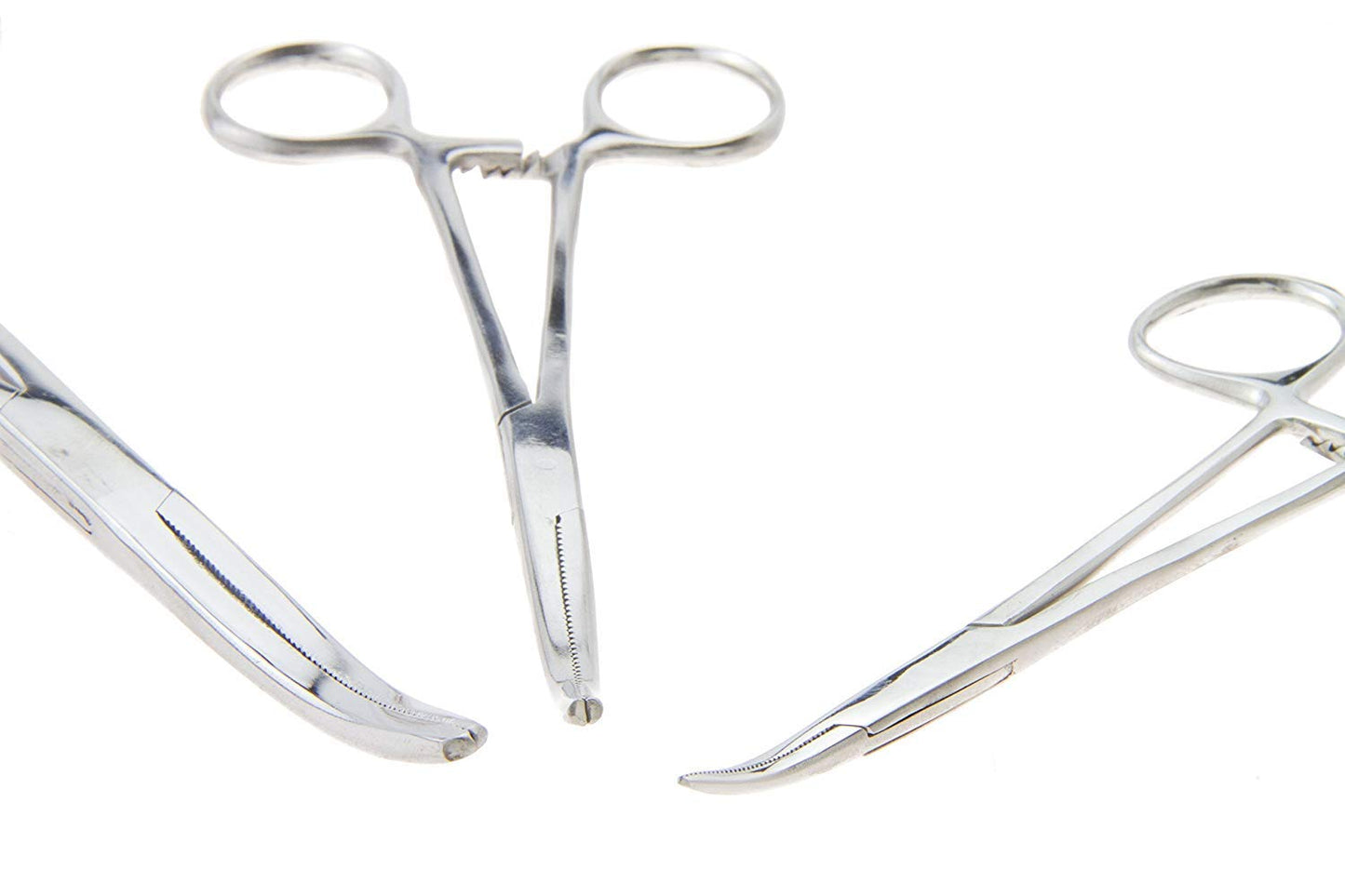 Apical 6-Piece Hemostat Forceps Set - Stainless Steel Straight & Curved Clamps, 6 Piece Multi-Purpose Locking Forceps for Fishing, Crafts, Medical, and Hobby Use (8", 6.25" and 5")
