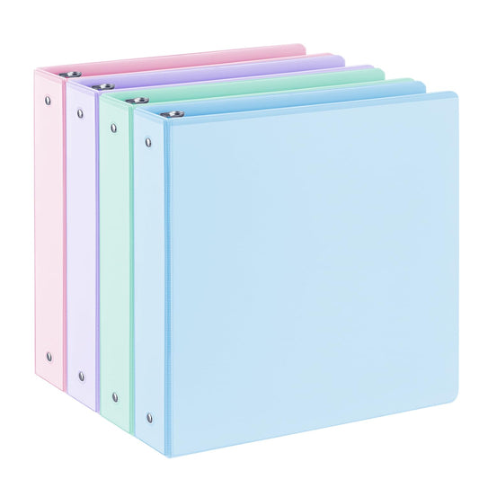 1.5'' 3-Ring-Binder with Pockets, Assorted 4 Pastel Colors