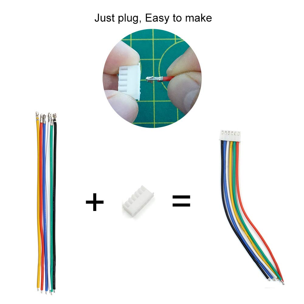 2.54mm XH Connector Socket Kit with pre-Crimped Cable Wire 2/3/4/5/6/7 Pin Housing JST Adapter Cable Male and Female Compatible with JST-XH Connector (Connector&Socket)