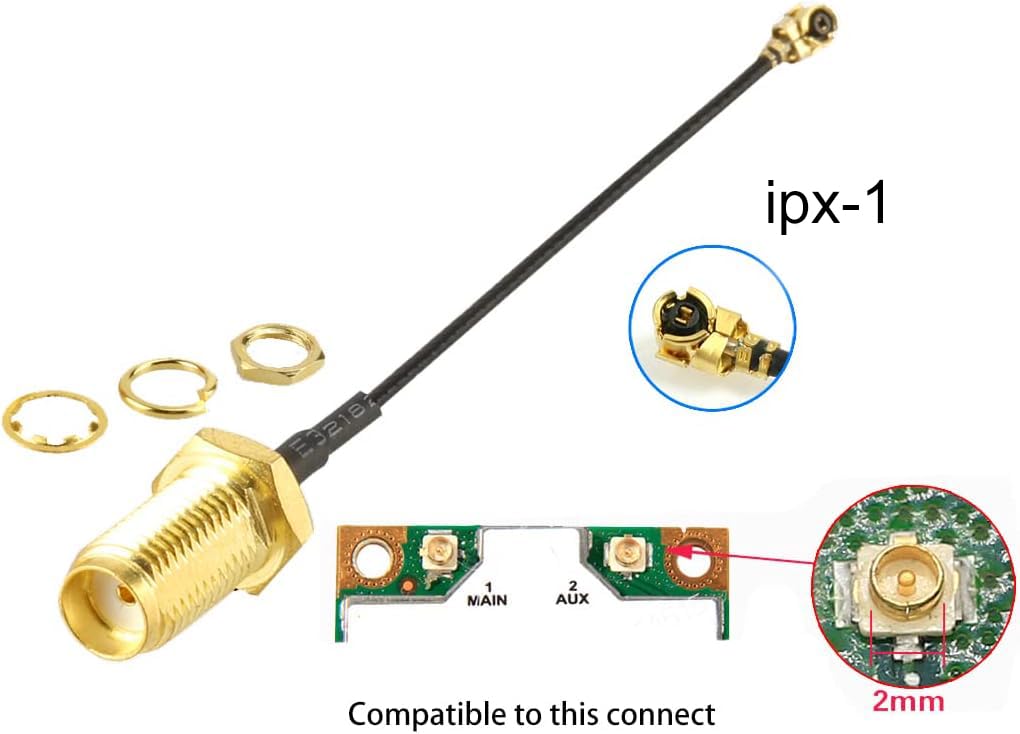 HiLetgo 5pcs U.FL-1 to SMA Female Pigtail Antenna Wi-Fi Coaxial Low Loss Cable 6 inch (15cm)