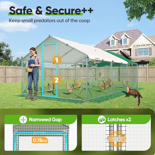 Quictent Large Metal Chicken Coop Run W/Climbing Perch 18x9x6.6FT