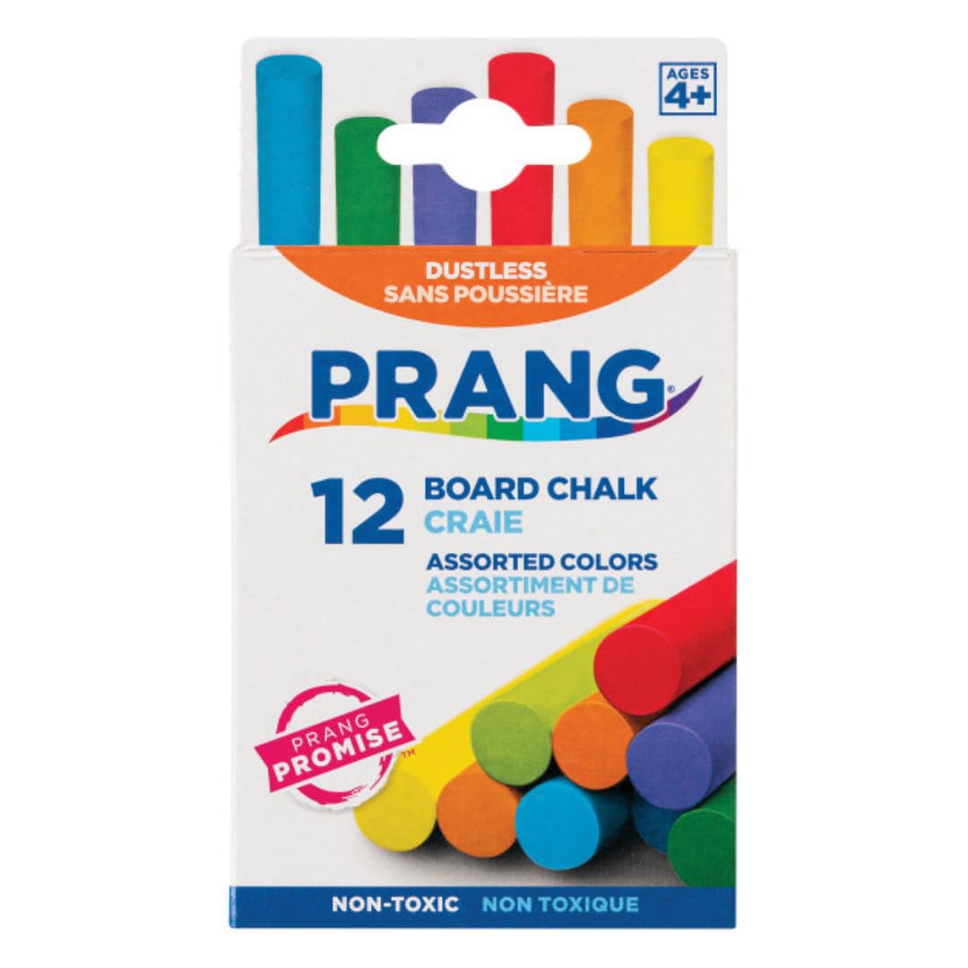 Prang Hygieia Chalk, Assorted, 12/Pack, Set of 6 Packs, 72 Sticks Total