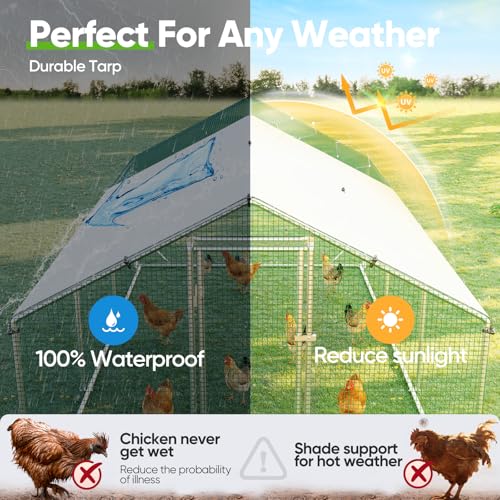 Quictent Large Metal Chicken Coop Run W/Climbing Perch 18x9x6.6FT