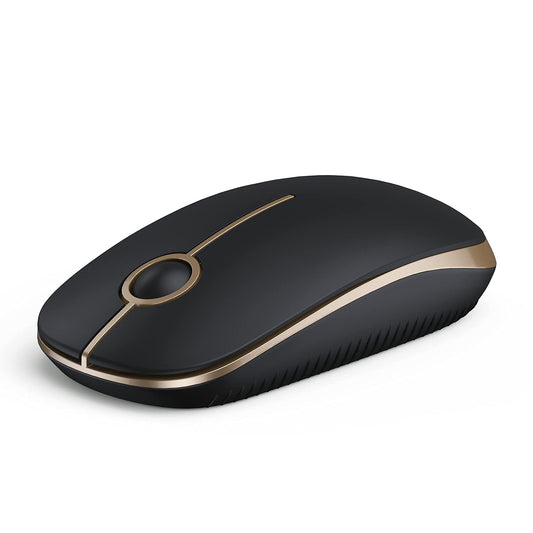 VssoPlor Wireless Mouse, 2.4G Slim Computer Laptop Mouse, Black and Gold