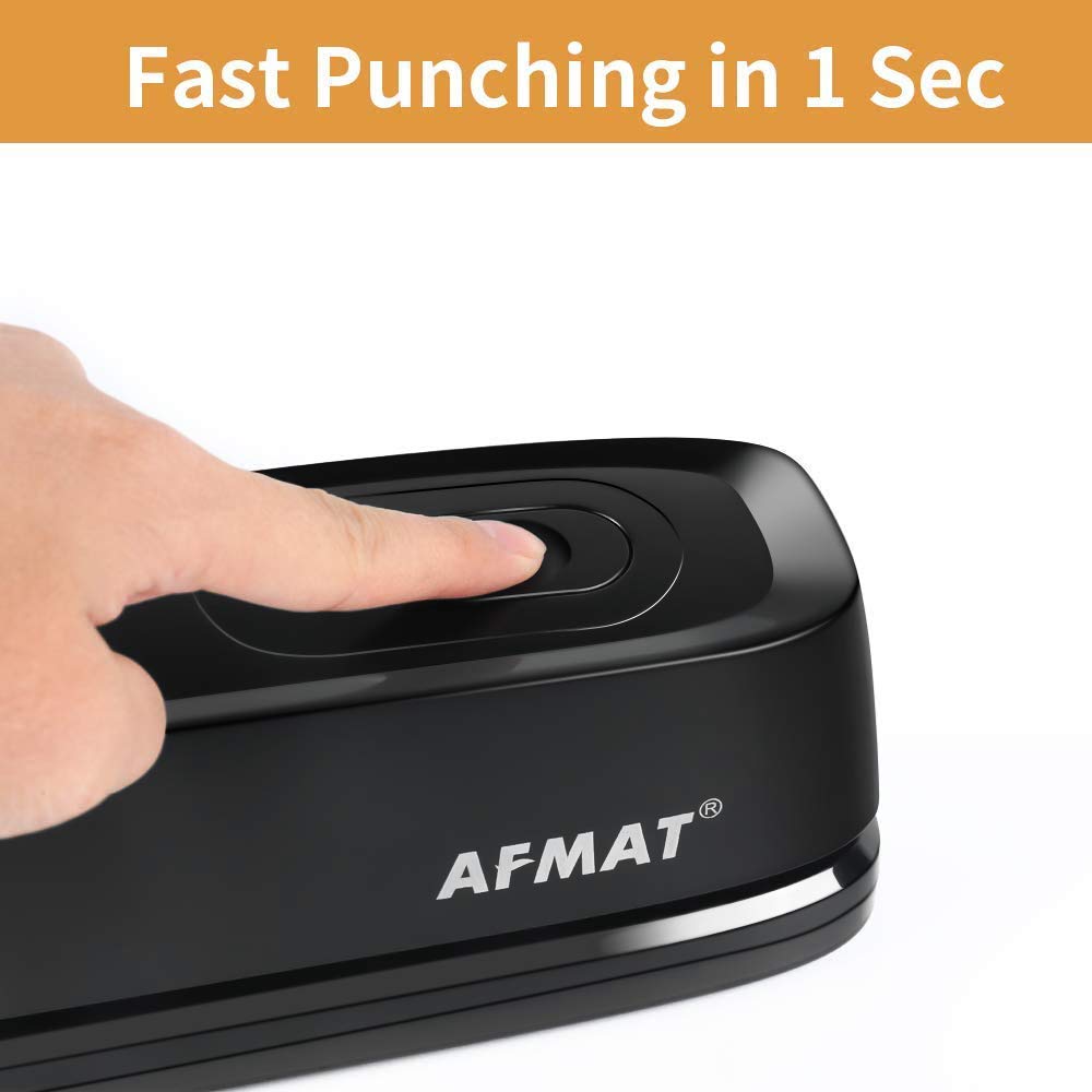 AFMAT Electric 3 Hole Punch, 20-Sheet 3 Hole Puncher for Binder, Effortless Punching, 9/32" Hole Diameter