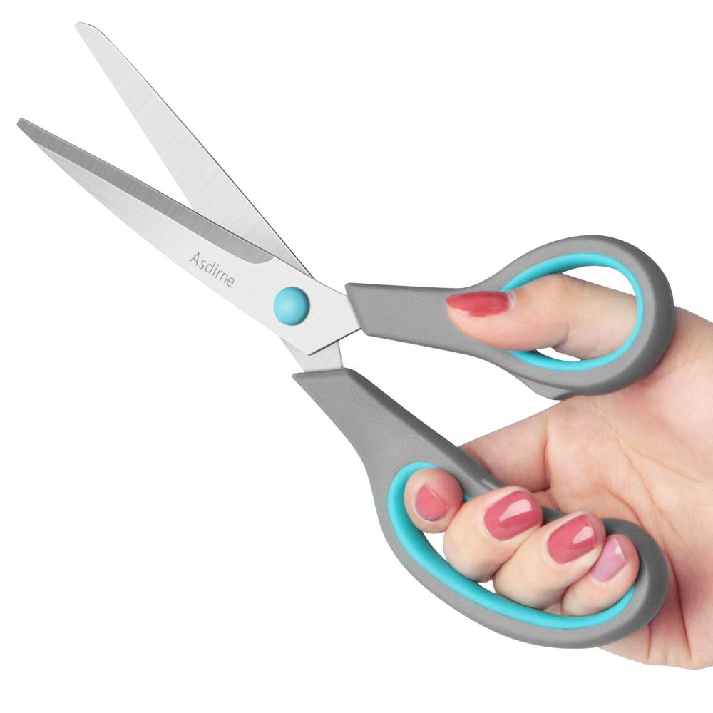 Asdirne Scissors Set of 4, 9.6''/8.5''/6.4"/5.4", Blue & Gray