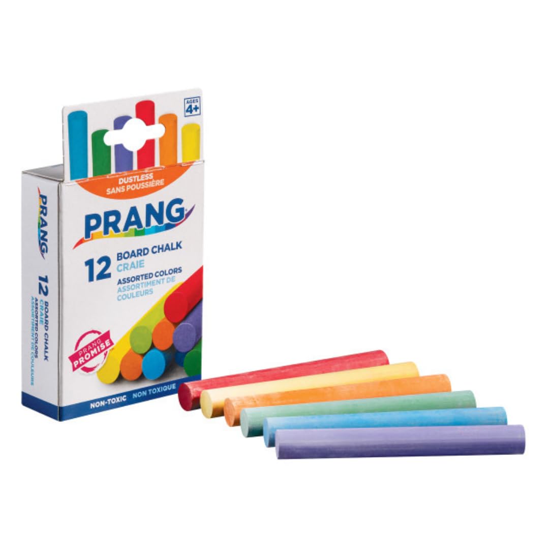 Prang Hygieia Chalk, Assorted, 12/Pack, Set of 6 Packs, 72 Sticks Total