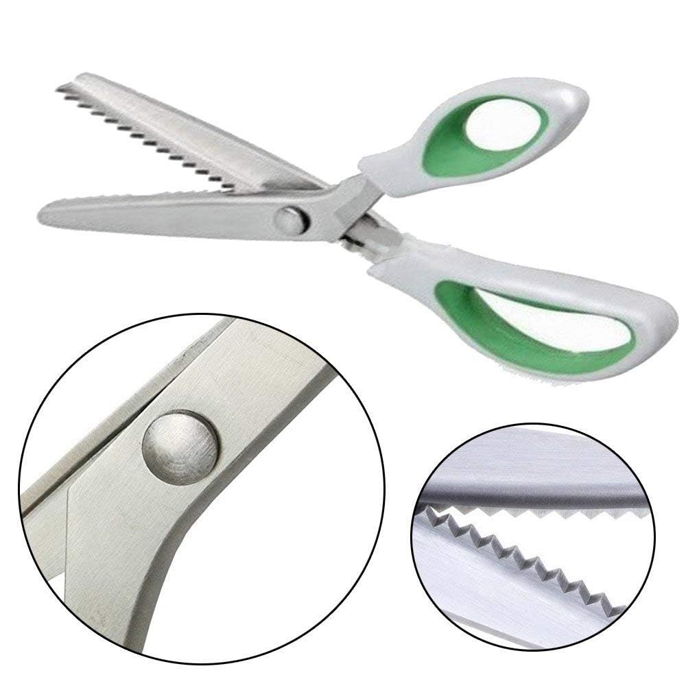 JISTL Green Pinking Shears Comfort Grips