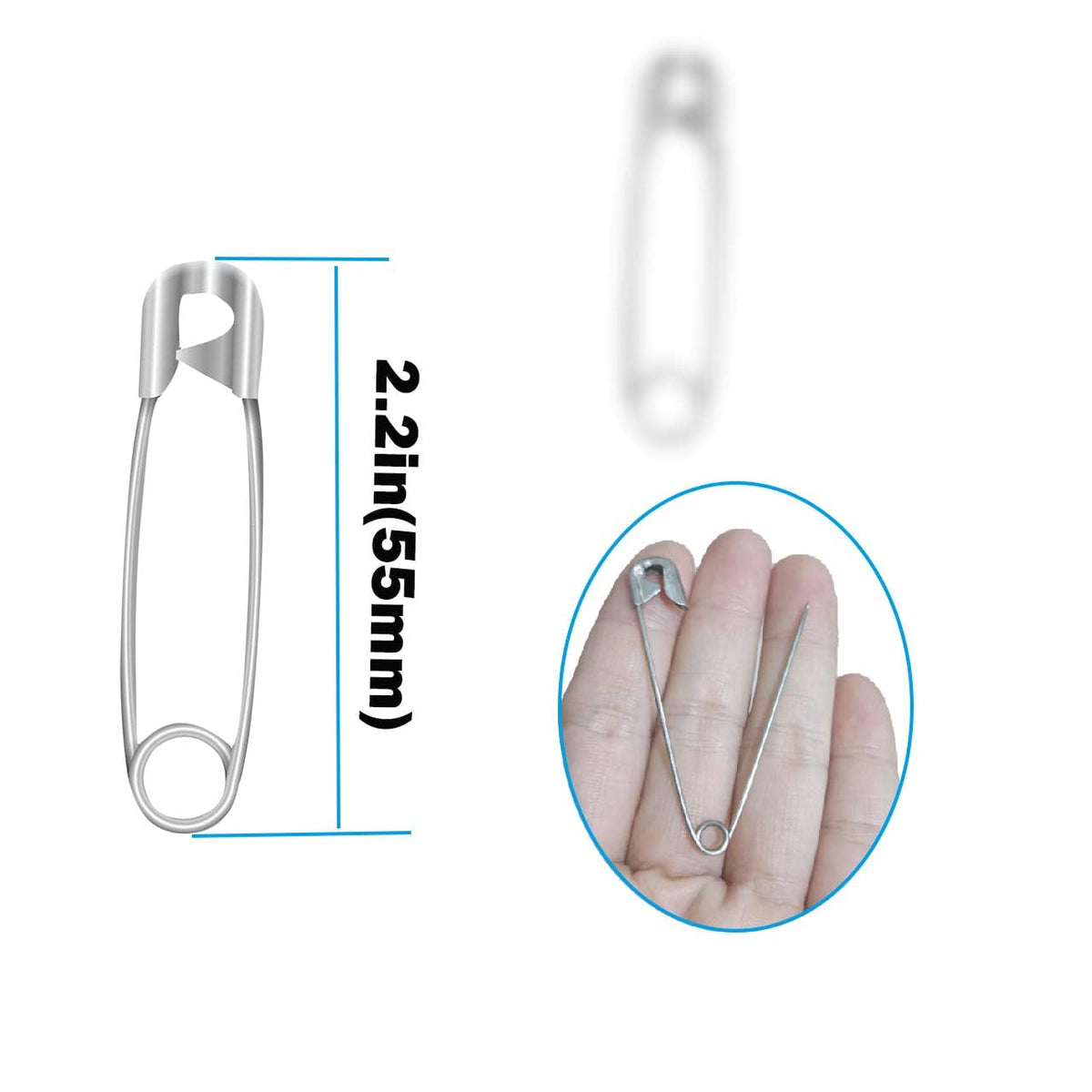 HeGangLy 80Pcs Large Safety Pins, 2.2"(55mm) Stainless Steel Safety Pins