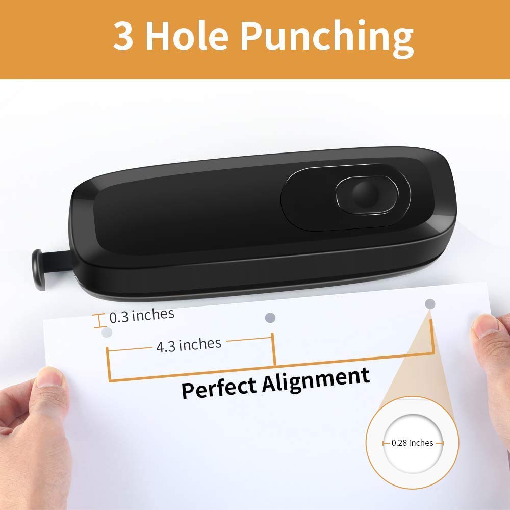 AFMAT Electric 3 Hole Punch, 20-Sheet 3 Hole Puncher for Binder, Effortless Punching, 9/32" Hole Diameter