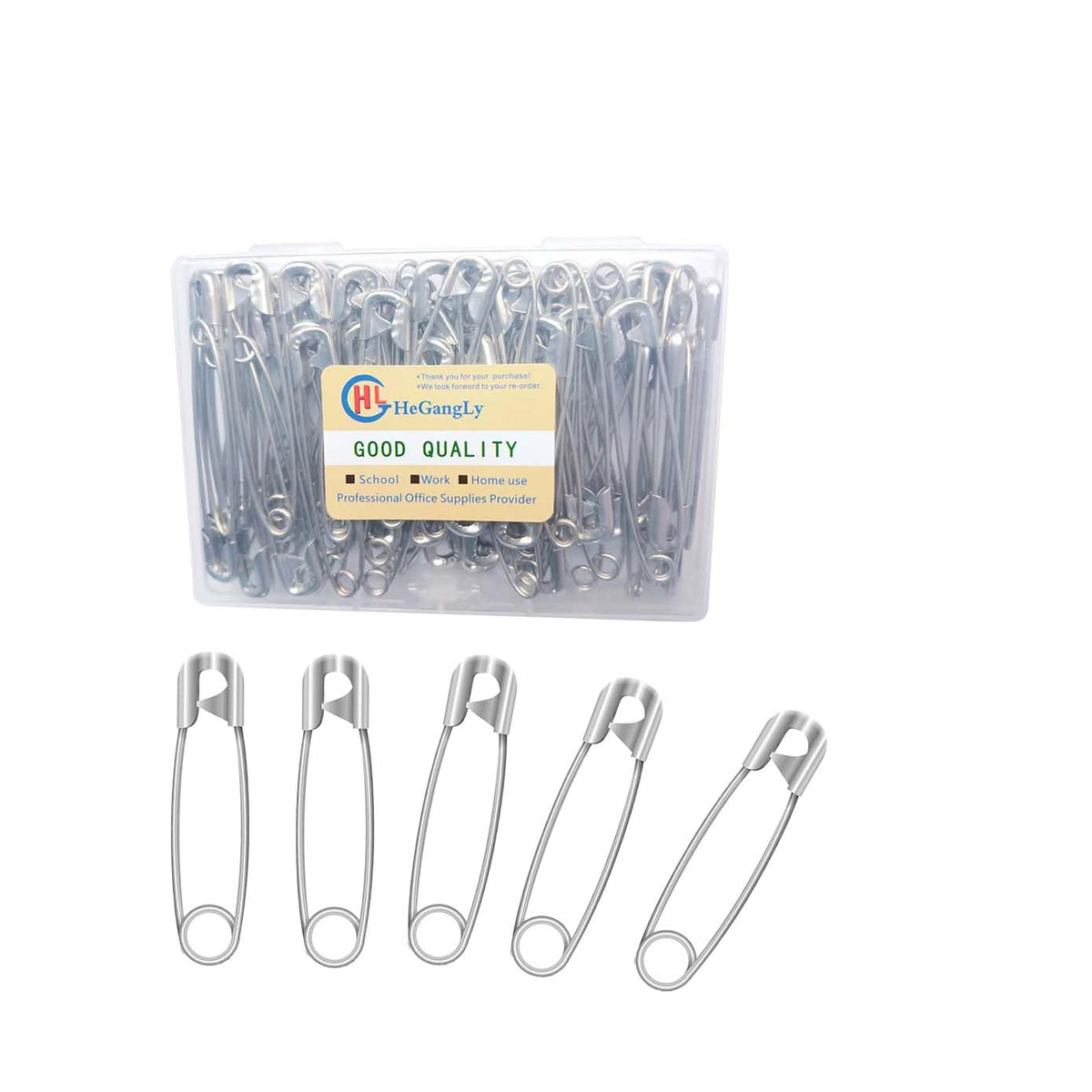 HeGangLy 80Pcs Large Safety Pins, 2.2"(55mm) Stainless Steel Safety Pins