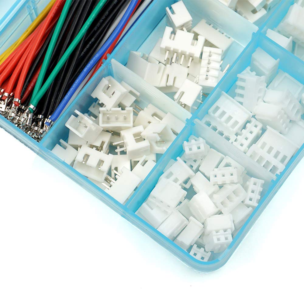 2.54mm XH Connector Socket Kit with pre-Crimped Cable Wire 2/3/4/5/6/7 Pin Housing JST Adapter Cable Male and Female Compatible with JST-XH Connector (Connector&Socket)