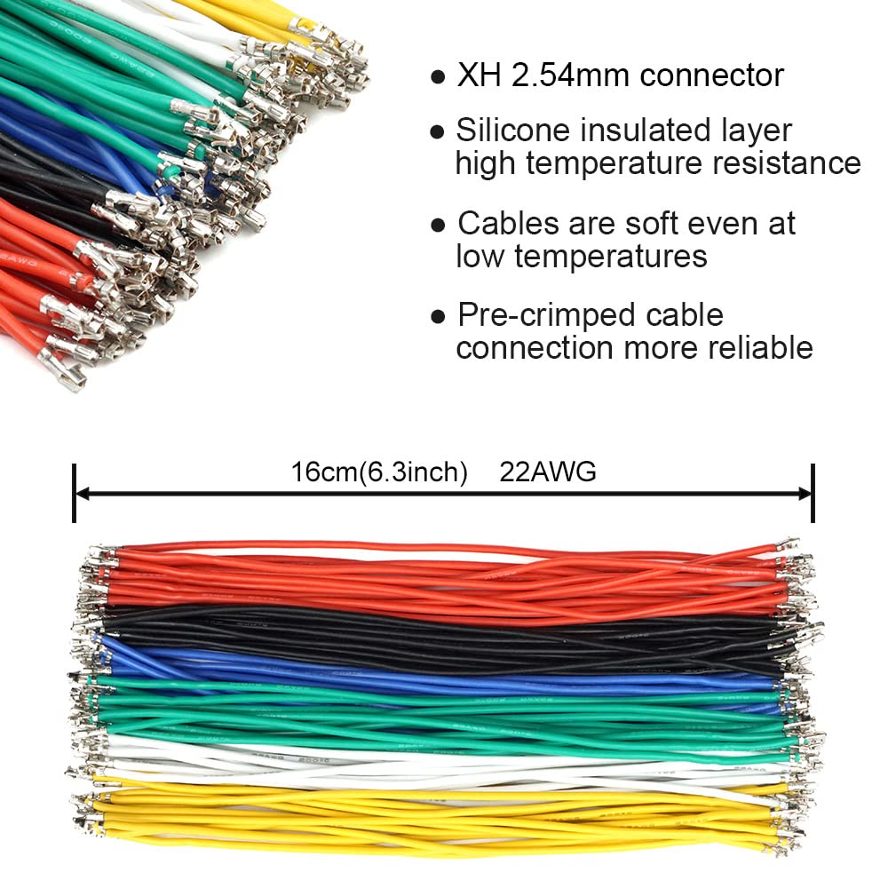 XH 2.54mm Connector Kit with pre-Crimped Cable Wire 2/3/4/5/6/7/8/9/10 Pin Housing JST Adapter Cable Compatible with JST-XH Connector