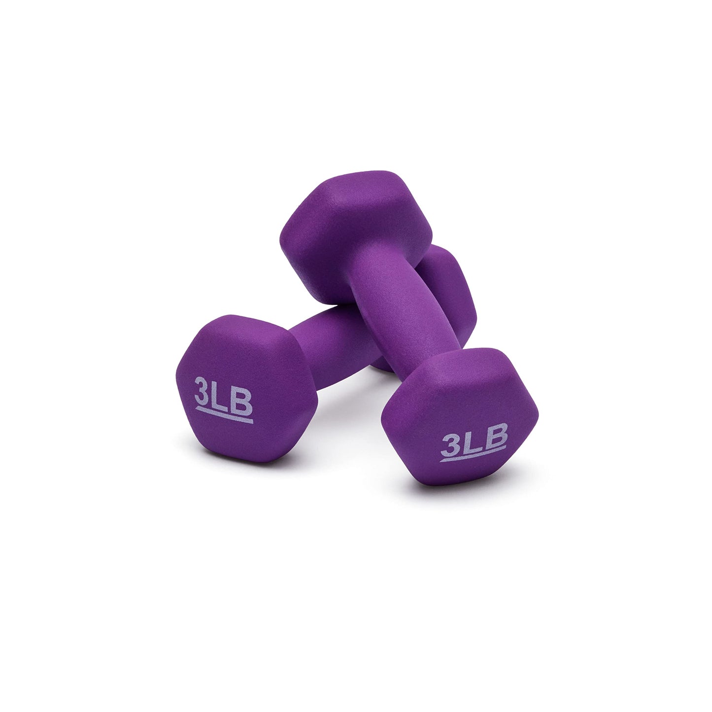 Neoprene Dumbbell Hand Weights, Easy to Grip, 3 Pounds, Purple, Pair