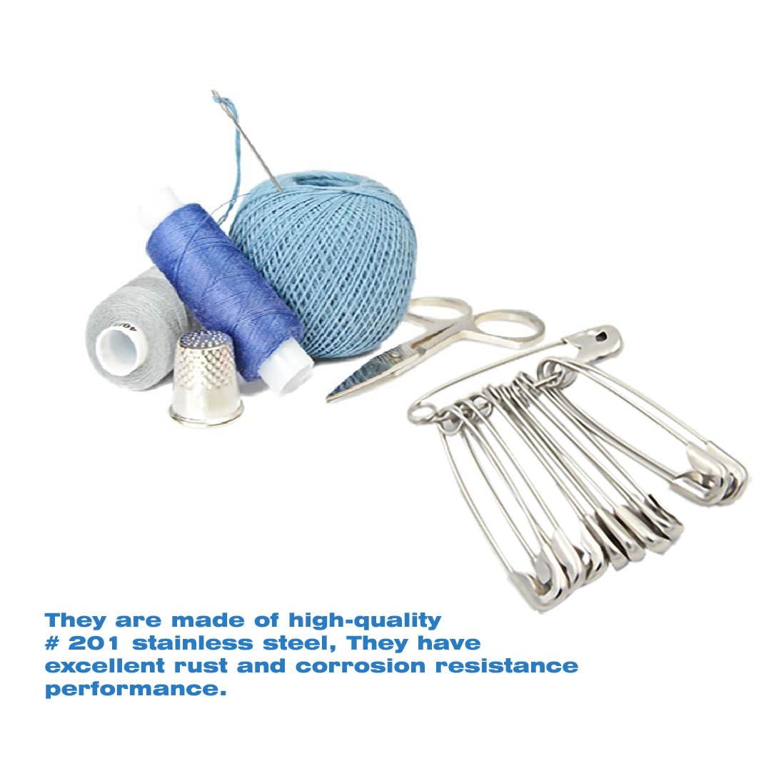 HeGangLy 80Pcs Large Safety Pins, 2.2"(55mm) Stainless Steel Safety Pins