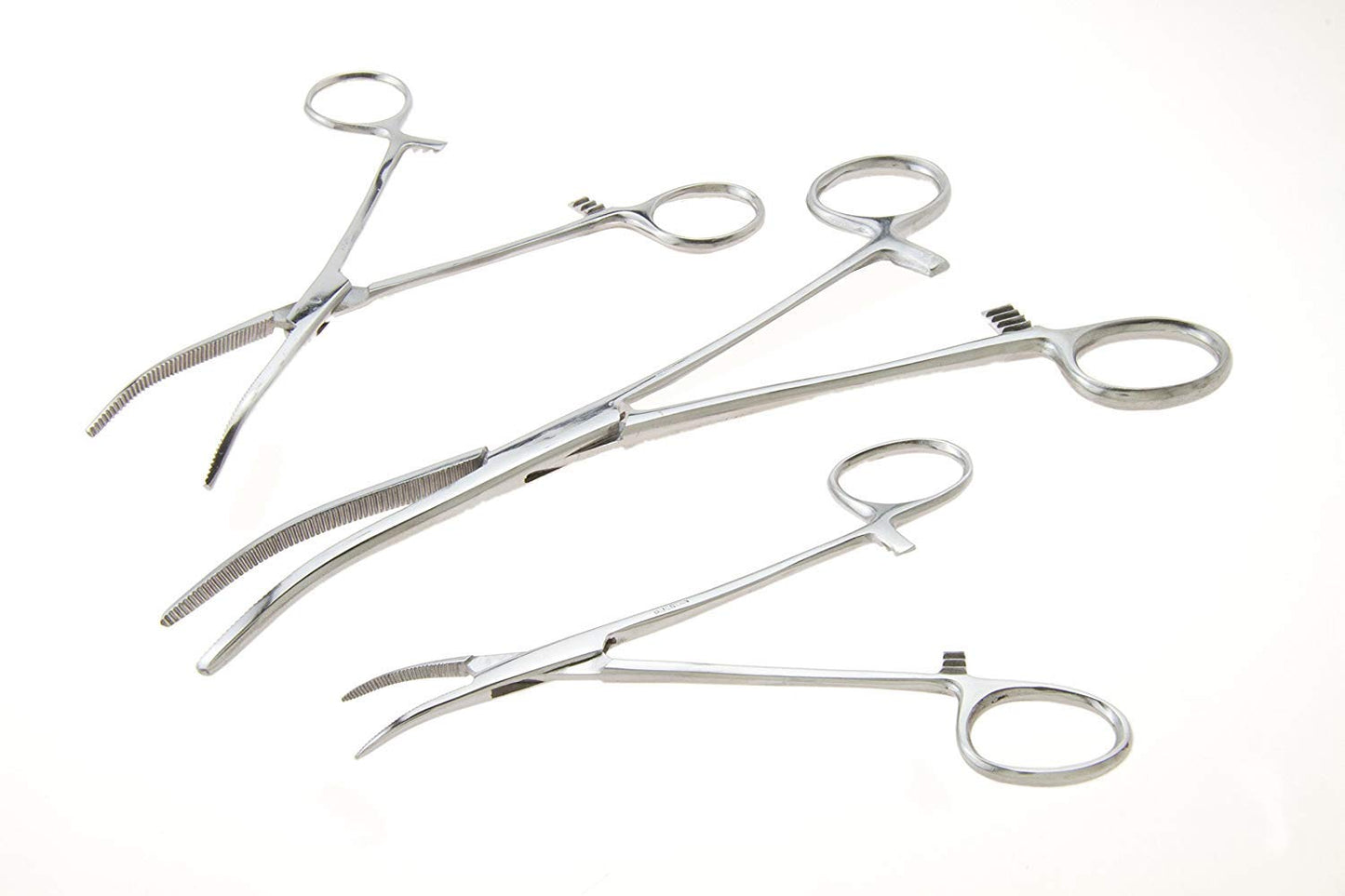 Apical 6-Piece Hemostat Forceps Set - Stainless Steel Straight & Curved Clamps, 6 Piece Multi-Purpose Locking Forceps for Fishing, Crafts, Medical, and Hobby Use (8", 6.25" and 5")