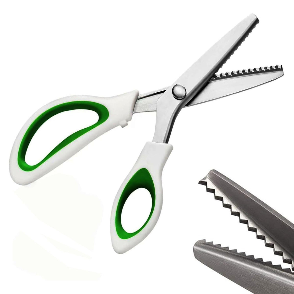 JISTL Green Pinking Shears Comfort Grips