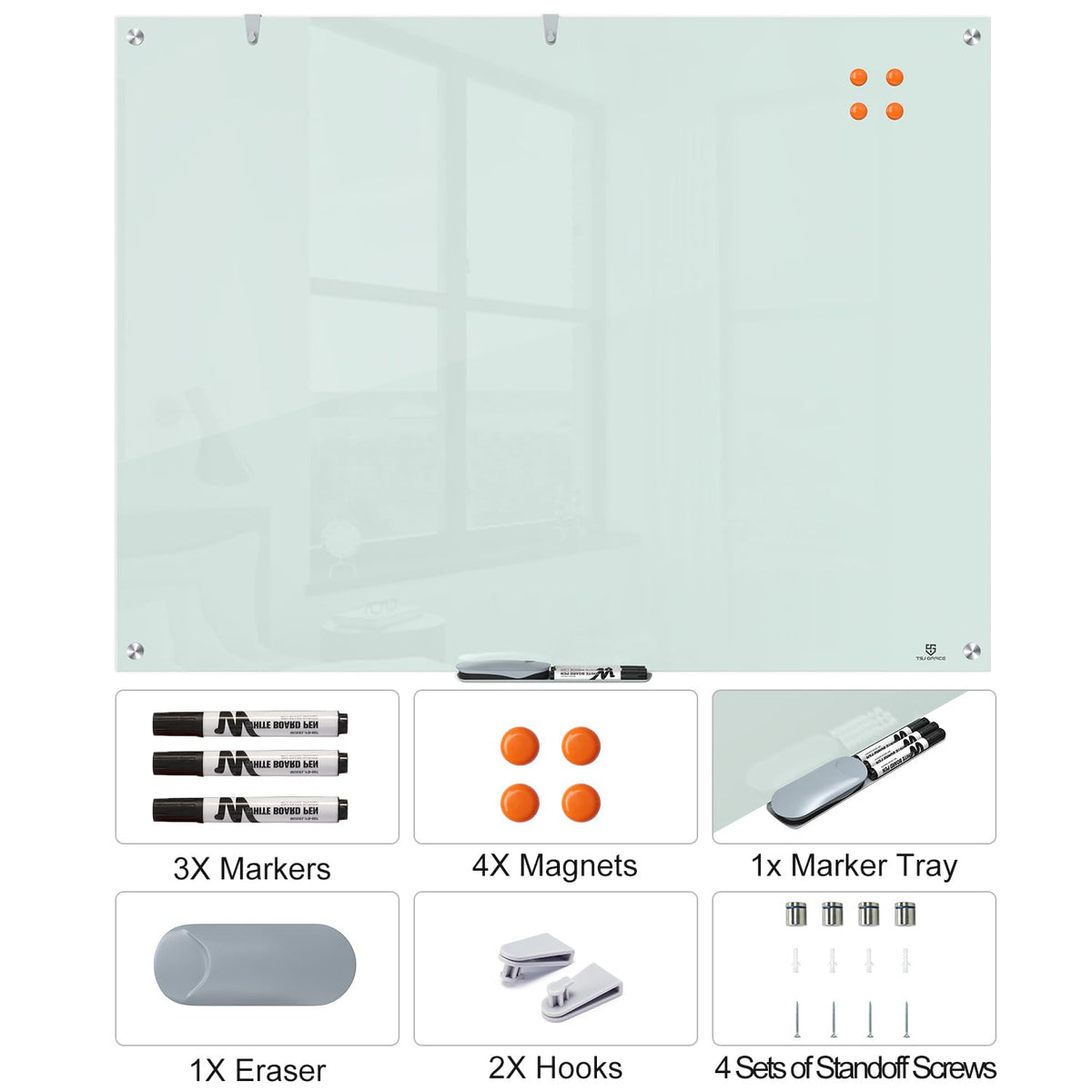 TSJ OFFICE White Board for Wall - 48" x 36"