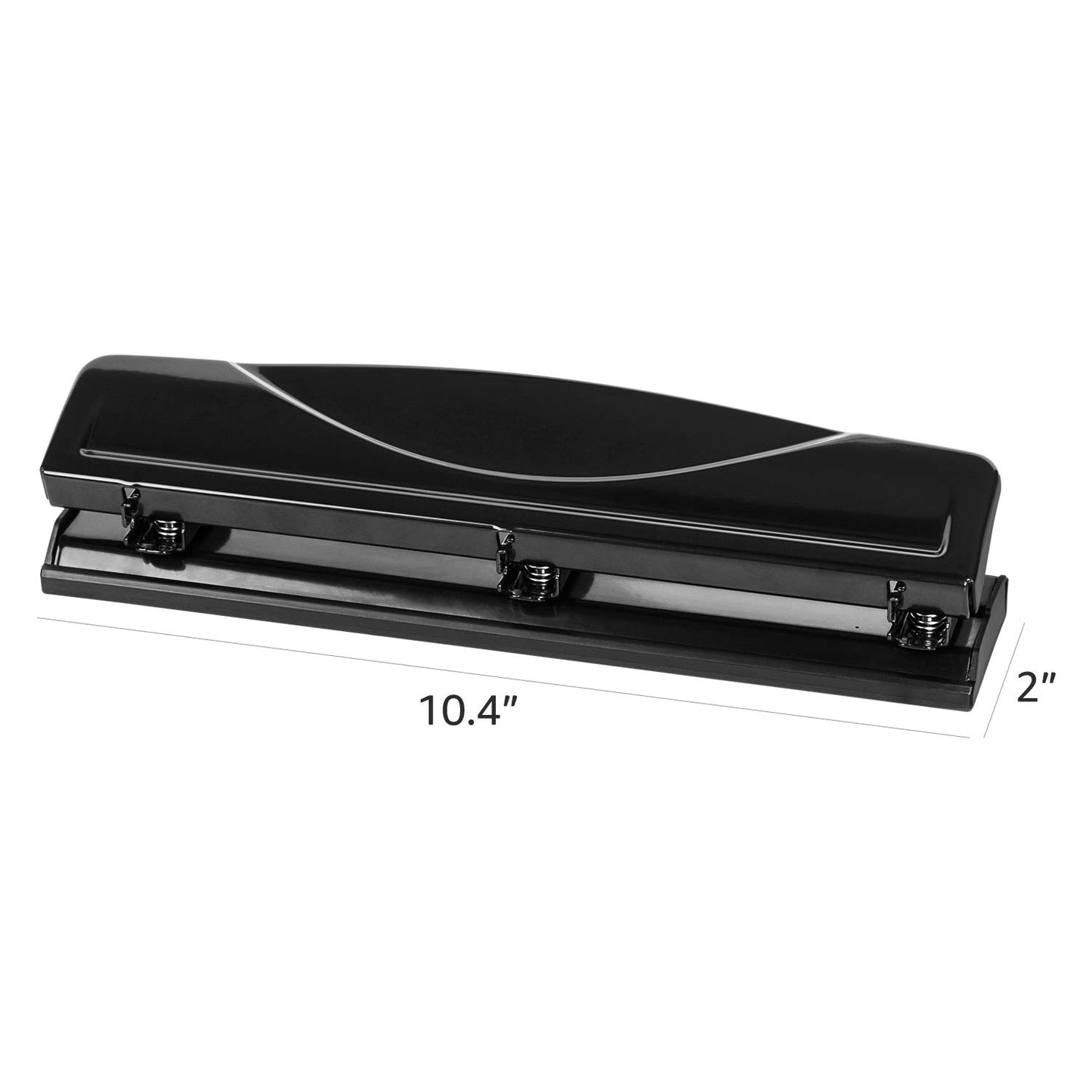 3 Hole Punch, 10 Sheet Capacity, Black, Easy-Clean Tray