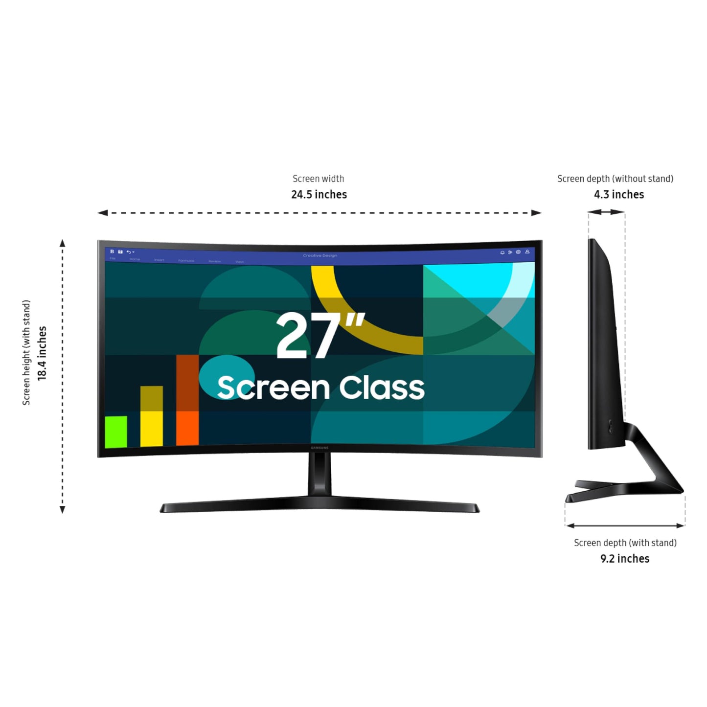 Samsung 27" Essential S3 (S36GD) Series FHD 1800R Curved Computer Monitor