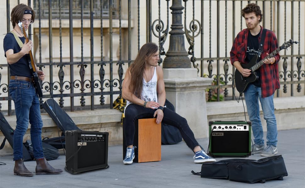 20W Watt Electric Guitar Amplifier, Small Portable Travel Mini Amp with 3.5 Headphone Jack Aux- green