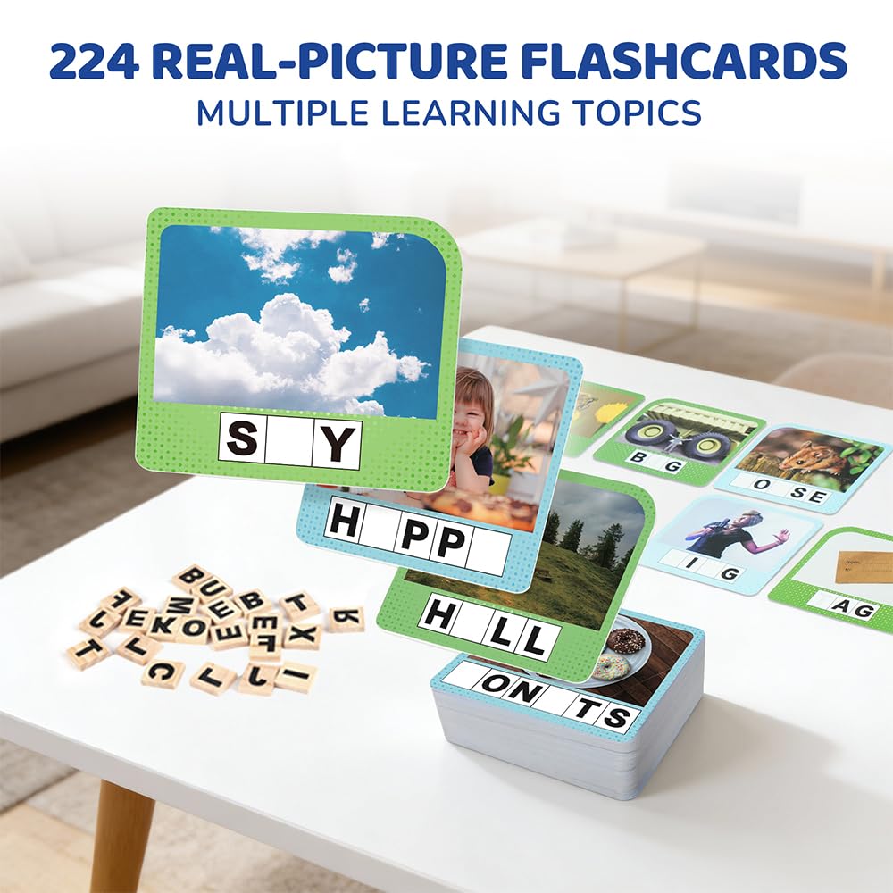 BenBen Spelling Games, 224 Flashcards, 208 Wood Letter Tiles