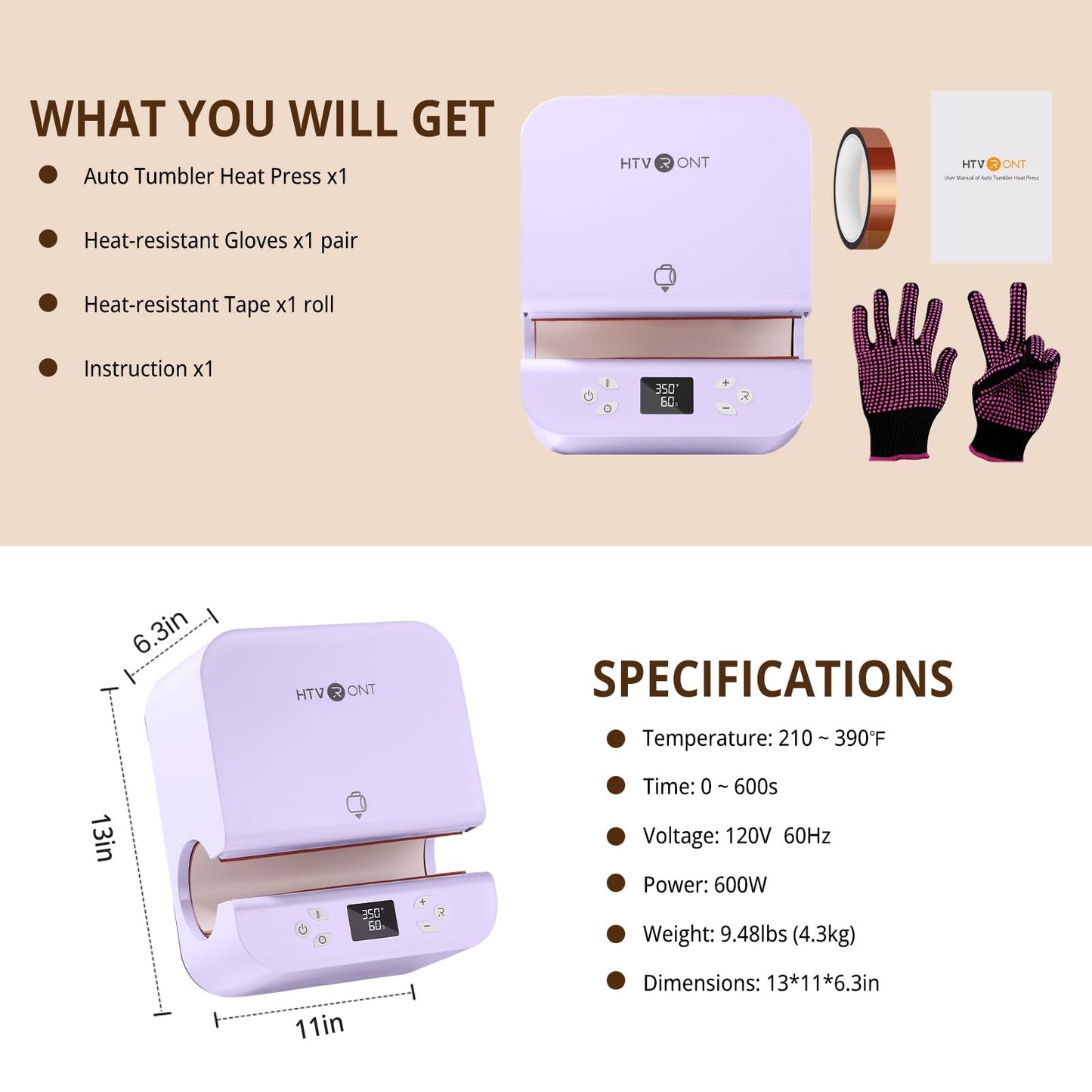 HTVRONT Auto Tumbler Heat Press Machine